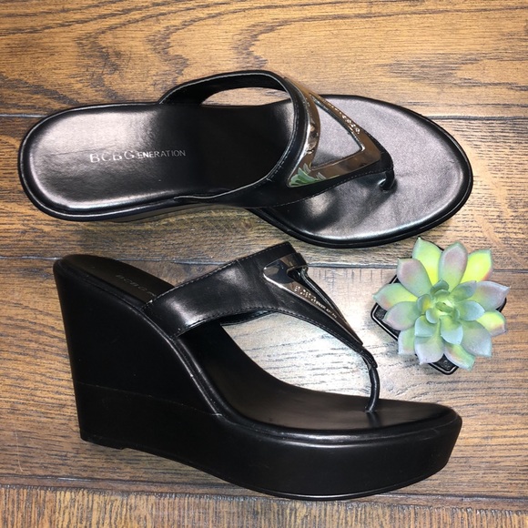 BCBGeneration | Shoes | Bcbgeneration Quiz Platform Wedge Thong Sandals |  Poshmark